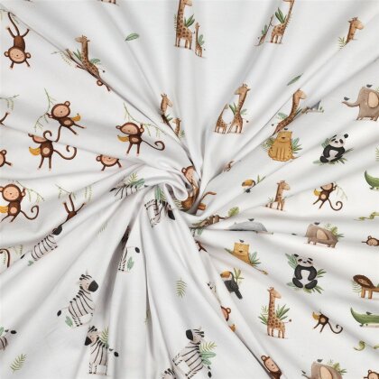 Baumwolljersey Organic Digital Zebras - weiß