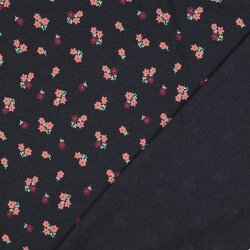 Baumwolljersey Mini Blumenstrauß - dunkelblau meliert