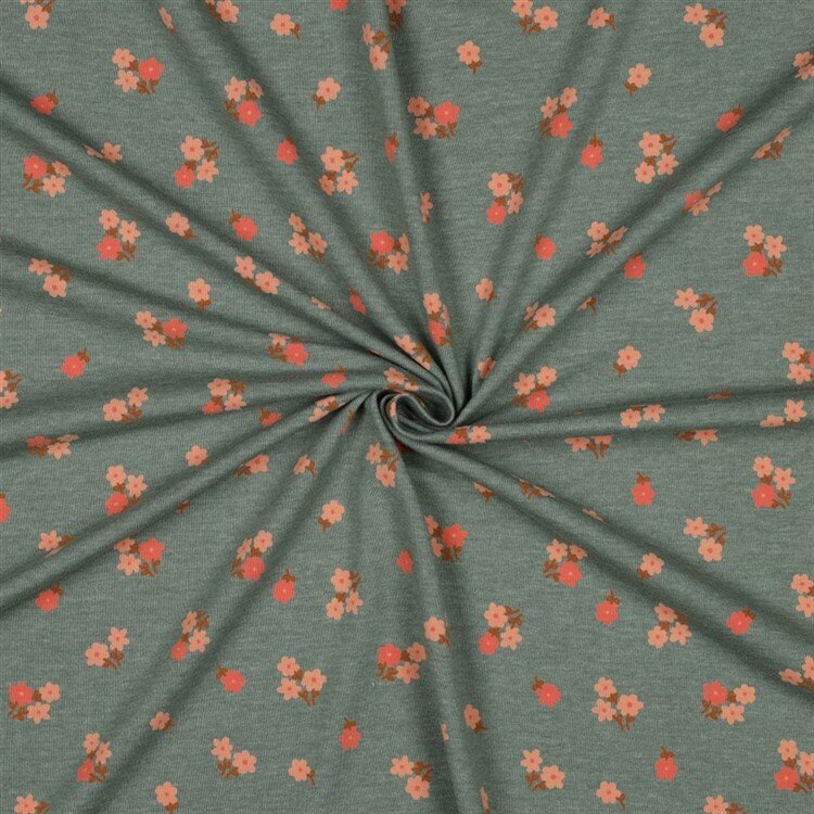 Baumwolljersey Mini Blumenstrauß - salbei meliert