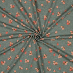 Baumwolljersey Mini Blumenstrauß - salbei meliert