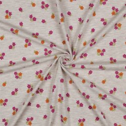 Baumwolljersey Mini Blumenstrauß - hellsand meliert