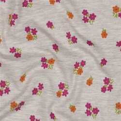 Baumwolljersey Mini Blumenstrauß - hellsand meliert