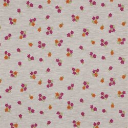 Baumwolljersey Mini Blumenstrauß - hellsand meliert