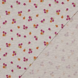 Baumwolljersey Mini Blumenstrauß - hellsand meliert