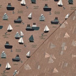 Baumwolljersey Boote - taupe meliert