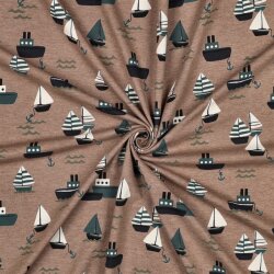 Baumwolljersey Meliert Boote - taupe