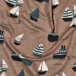 Baumwolljersey Meliert Boote - taupe