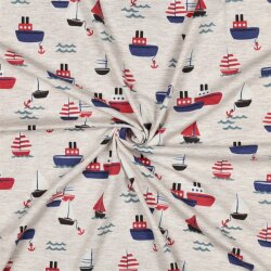 Baumwolljersey Meliert Boote - hellsand