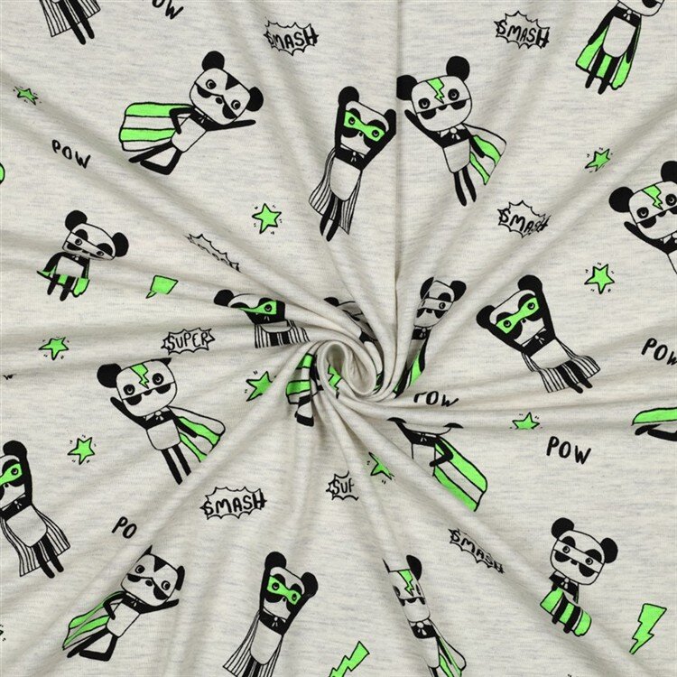 Baumwolljersey Neon Superhelden - creme meliert