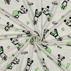 Baumwolljersey Neon Superhelden - creme meliert