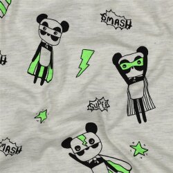 Baumwolljersey Neon Superhelden - creme meliert