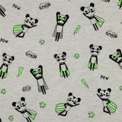 Baumwolljersey Neon Superhelden - creme meliert