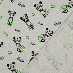 Baumwolljersey Neon Superhelden - creme meliert