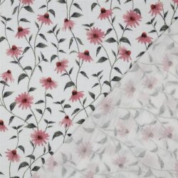 Musselin Organic Digital rosa Blumen - weiß