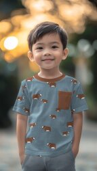 Baumwolljersey süße Bären - rauchblau meliert