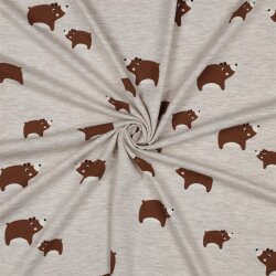 Baumwolljersey süße Bären - hellsand meliert