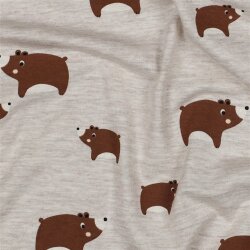 Baumwolljersey süße Bären - hellsand meliert