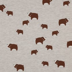 Baumwolljersey süße Bären - hellsand meliert