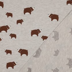 Baumwolljersey süße Bären - hellsand meliert