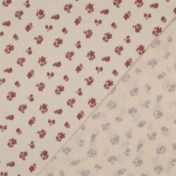Musselin Punkte Blumen - softhellpfirsich/rot