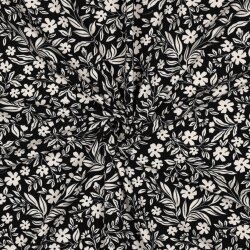 Baumwolljersey Blumenwind - schwarz/weiß