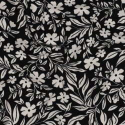 Baumwolljersey Blumenwind - schwarz/weiß