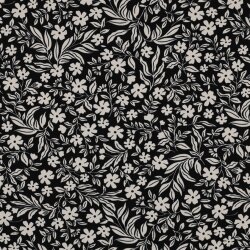Baumwolljersey Blumenwind - schwarz/weiß