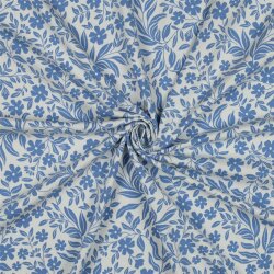 Baumwolljersey Blumenwind - hellblau/weiß