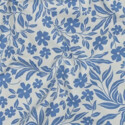 Baumwolljersey Blumenwind - hellblau/weiß