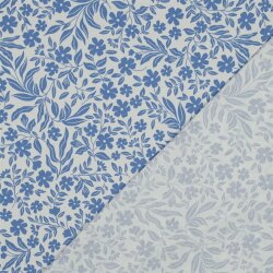 Baumwolljersey Blumenwind - hellblau/weiß