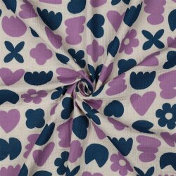 Musselin Bio Organic Formen - natur/petrol