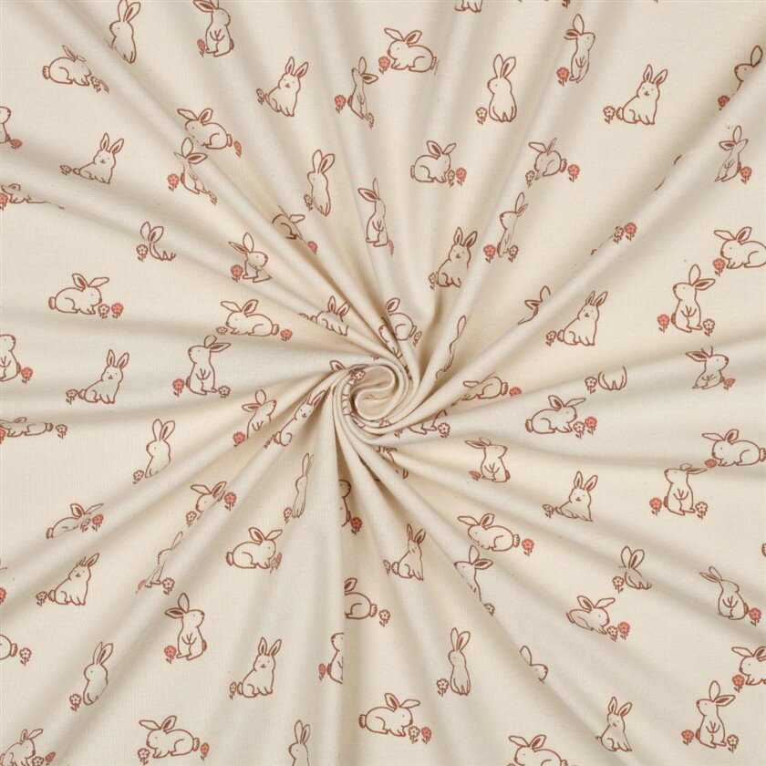 Baumwolljersey  Bio~Organic Hasen - natur