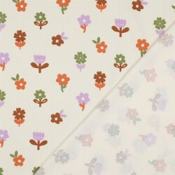 Waffeljersey bunte Blumen - altweiß