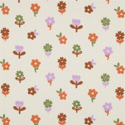 Waffeljersey bunte Blumen - altweiß