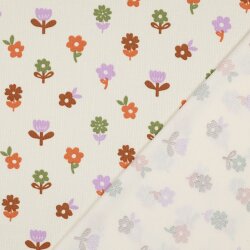 Waffeljersey bunte Blumen - altweiß