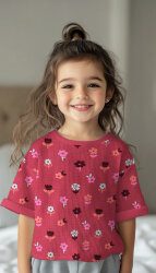 Waffeljersey bunte Blumen - altweiß
