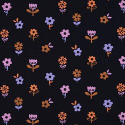 Waffeljersey bunte Blumen - dunkelblau