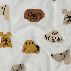 Waffeljersey Hundeköpfe - altweiß