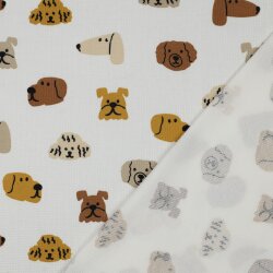 Waffeljersey Hundeköpfe - altweiß