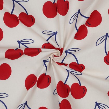 Beschichtete Baumwolle Kirschen - creme