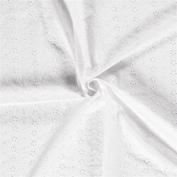 Baumwollpopeline Bestickt Blumen - weiß