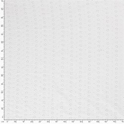 Baumwollpopeline Bestickt Blumen - weiß