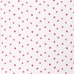 Musselin kleine Erdbeeren - weiß