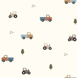 Regenjackenstoff Digital LKW und Trecker - creme