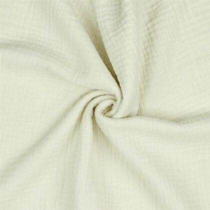 0,5 Meter - Dreilagiger Baumwoll Musselin Bio~Organic - creme