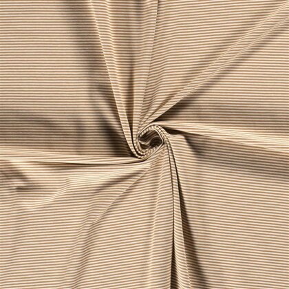 0,7 Meter - Baumwolljersey Mini Streifen 3mm *Bibi* - hell muskat