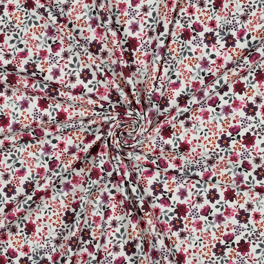 Baumwolljersey Organic Digital Blumen - fuchsia