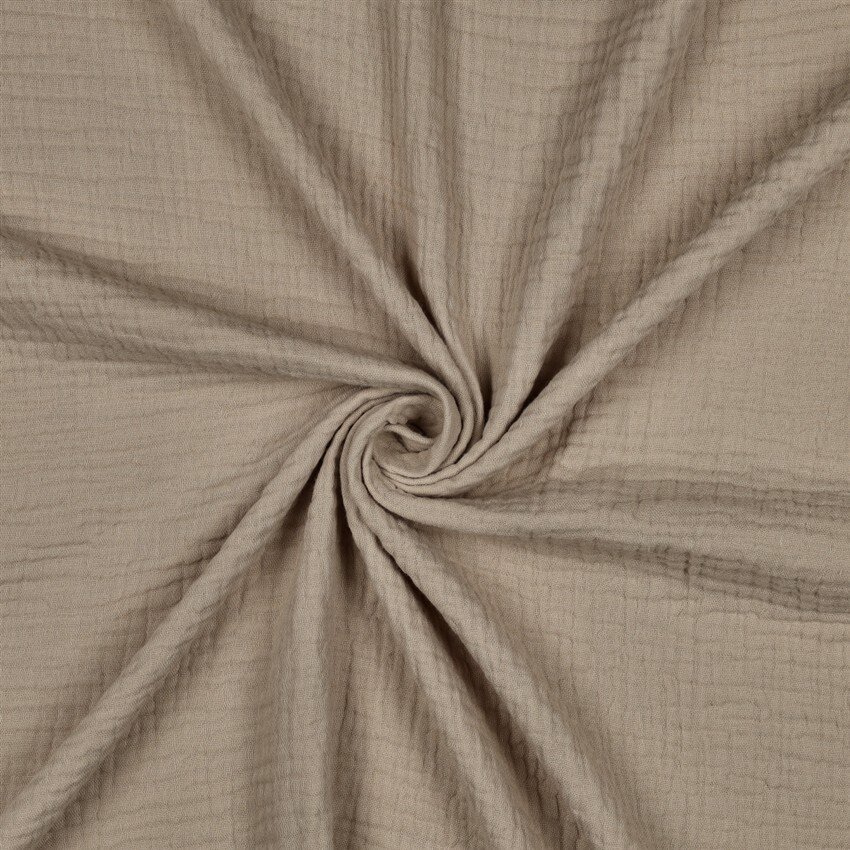 Dreilagiger Baumwoll Musselin Bio~Organic - sandbraun