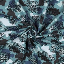 0,6 Meter - French Terry Camouflage Quad - schattenblau