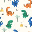 0,9 Meter - Baumwolljersey bunte Dinos - cremeweiss